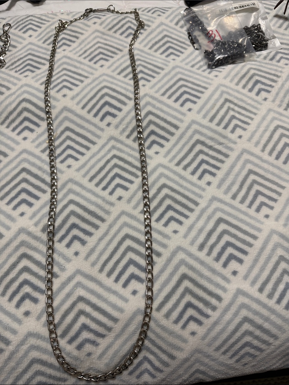 Silver Chain link crossbody strap for satchels or clutches. Smaller links.